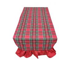 Centrotavola Runner con volant in misto cotone Hessense Tartan Scozzese Rosso