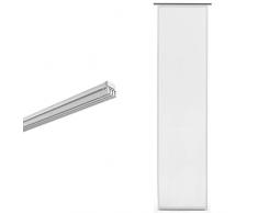 Gardinia Set Completo per Tende a Pannello Emia, 2 binari con Accessori, allungabili, 140-225 cm, Alluminio & Tenda a pannello Basic (1 pannello), Scorrevole, Opaco, Tessuto lavabile, Bianco