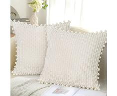 SOMYTING Set di 2 Copricuscini in Velluto a Coste Divano Federer Cuscin Camera da Letto Decorativi per Divano Letto Soggiorno Federa Decorativa 45 x 45 cm Beige