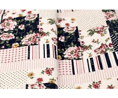 1001 Wohntraum 17jn12 Quilt Elsa Fiori Pois, 220 x 240 cm, Plaid Copriletto, Coperta Patchwork Vintage Shabby