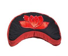 ManiBhadra - Cuscino da Meditazione Lotus Rosso/Nero a Mezzaluna