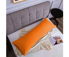 Federa Cotone 45x150 cm 1 PCS Arancione, Cuscino Letto in 100% Puro Cotone, Chiusura a Busta, Tinta Unita