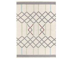 HAMID - Tappeto Kilim Yeste con Disegno Geometrico - 100% Lana - Tappeto Annodato a Mano - Tappeto Soggiorno, Camera da Letto, Sala da Pranzo (D9, 180x120 cm)