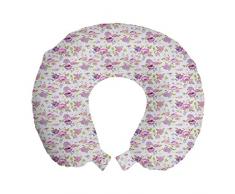ABAKUHAUS Shabby Flora Cuscino da Viaggio, Rose e viole, Accessorio in Schiuma di Memoria per Viaggio, 30 cm x 30 cm, Multicolore