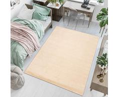 TAPISO Florida Tappeto Casa Moderno Tappeto Camera da Letto Soggiorno Beige Tinta Unita Pelo Corto 160 x 220 cm