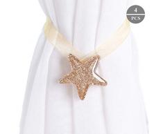YangD Calamite for Tende, 4PCS Magnete della Stella Fibbia for Tendaggi Raccogli Fermatenda for Camera Soggiorno Ufficio (Color : Gold)