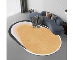 LONGSAO Moderno Lavabile in Lavatrice Tappeto Ovale Tappeto Vintage Salotto Soggiorno Camera da Letto Cucina Tappeto Marrone puro e ovale bianco，80 x 120 cm