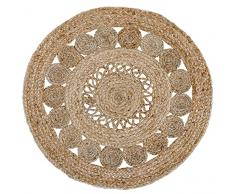 Luxor Living Tappeto Balo rotondo boho juta tappeto camera da letto tessuto naturale naturale in fibre vegetali naturali 60 cm rotondo beige