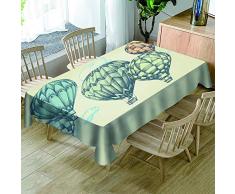HACLJPP Tovaglie Plastificate Rettangolari, 3D Antimacchia Cerata Ferma Tovaglia, Mongolfiera, Lavabili Protezione Ambientale Giardino Decorazione della Tavola,140X180Cm