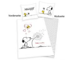 Herding 4489050050 - Set di biancheria da letto Peanuts, composto da federa 80 x 80 cm, copri-piumino singolo 135 x 200 cm, cotone renforcé