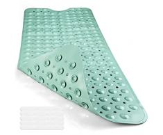 Cieex Tappetino antiscivolo per vasca da bagno, 100 x 40 cm, strisce antiscivolo, tappetino antiscivolo per vasca da bagno, senza BPA, resistente alla muffa e lavabile in lavatrice (verde)