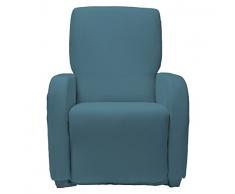 Jungle Home | copripoltrona universale (90-140cm) | fodera protettiva elasticizzata per tutte le tipologie di poltrona con braccioli | tessuto di alta qualità lavabile e antiscivolo | blu pavone