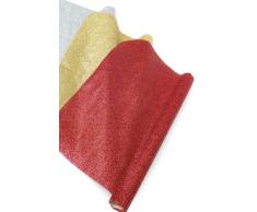 Festive Productions Ltd - Rotolo di stoffa con brillantini, 910 x 47,5 cm, colore: Rosso/Oro/Argento