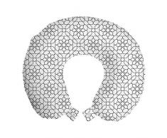 ABAKUHAUS Antique orientale Cuscino da Viaggio, Monocromatico Motivi, Accessorio in Schiuma di Memoria per Viaggio, 30 cm x 30 cm, Charcoal Grey and White