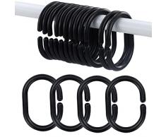12 pezzi di bagno doccia finestra asta doccia plastica anello tenda anello scorrevole anello tenda anello (nero)