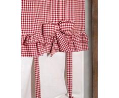Tenda Finestra con Volant e Fiocco Country Chic 60 x 160 Colore Bianco Rosso