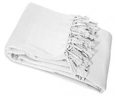Nuances du Monde 3006693, Copridivano, 180 X 220 Cm, Lana, Cotone Tessuto, Bianco