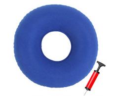 Ouceanwin Emorroidi Cuscino, Cuscino Gonfiabile a Ciambella, Decubito Anello Sedile Blu, Rotondo Cuscino Ortopedico Sedile con Pompa per Infiammazioni, Problemi al coccige, Gravidanza, Parto