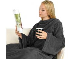 Bestlivings Coperta con maniche 130 x 180 cm e 68 cm di lunghezza delle maniche in antracite per bambini e adulti, coperta TV