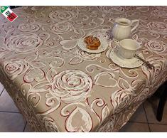 Tovaglia Cucina Soggiorno "Amelie" Floreale cm 140x300 - Made in Italy, BIANCO