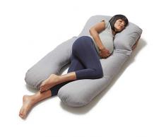 Niimo Cuscino Gravidanza e Allattamento Forma di U Modulabile per Dormire di Lato e Allattare in comodità Federa Esterna Rimovibile 100% Cotone Multifunzionale Mamma e Neonato (Grigio)