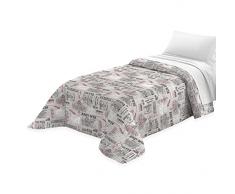 Tata Home Trapunta Invernale Piazza Mezza Imbottita 300 gr/mq Caldo Piumone Misura 210x260 cm Fantasia New York City Made in Italy Colore Grigio Nero