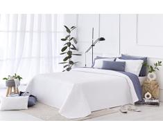 Todocama Copriletto trapuntato sottile con motivo piqué, per primavera, estate, autunno e inverno, 100% microfibra extra morbido, Copriletto multiuso, Letto 140/150/160 - 250x260cm, Bianco