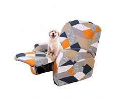 Lydevo Copripoltrona Relax Reclinabile Universale,Copripoltrona 1 Posto Reclinabile con Tasche,Copripoltrona Elasticizzato Relax Lavabile Rimovibile,Fodere Poltrona Relax,Geometria Arancione