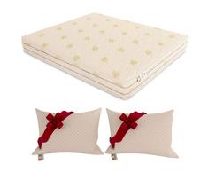 Baldiflex Emporio Materasso Francese Easy 4.0 in Memory Foam, 140x190x22cm, Fodera Aloe Vera, Ortopedico, Antiacaro, Coppia Cuscini Fiocco Memory