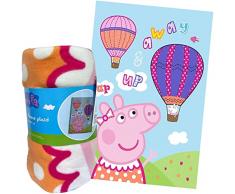 Peppa Pig - Coperta in pile, 100 x 140 cm, motivo: Peppa Pig Up and Away