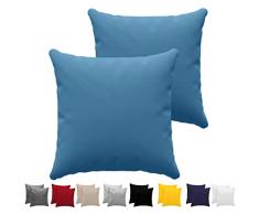Dreamzie Federe Cuscini Divano 50x50 (Set di 2) - Blu - Federe Cuscino 50x50 cm - 100% Jersey di Cotone - Federa da Cuscino - Copri Cuscino per Letto - Fodera Protezione per Cuscino