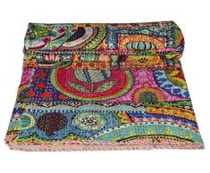 Stallion Cotone Abbigliamento Indiano Cotone Kantha Quilt King copriletti Coperta (Multi Floral) Bohemian copriletto, Bohemian Bedding, Handmade Kantha Quilt, King Size Kantha Quilt, Bed Cover