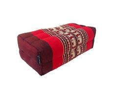 Collumino® Cuscino tradizionale tailandese Kapok Yoga supporto blocco cuscino meditazione dimensioni 35 x 15 cm (rosso con elefanti)