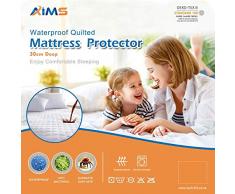 AIMS, Coprimaterasso trapuntato impermeabile in microfibra con angoli elasticizzati, 30 cm di profondità, per letto singolo