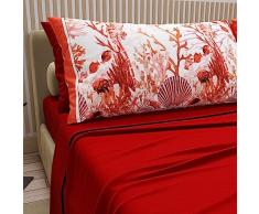 PETTI Artigiani Italiani - Lenzuola in Cotone con Federe in Stampa Digitale, Lenzuola Matrimoniali, Completo Letto Matrimoniale, Rosso, 100% Made in Italy