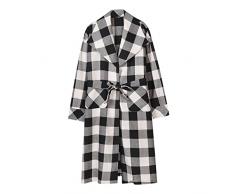 wjiNFDFG Orsetto Pile Cappotto da donna abbottonato scozzese stampato inverno foderato in pile bavero cappotto da neve camicie outwear con cintura Trapuntino 100 Grammi