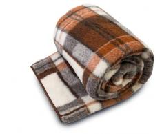 Coperta naturale in lana di merino, coperta a quadri, per divano letto matrimoniale, 160 x 200 cm, coperta a quadri, colore marrone, coperta naturale, ideale come regalo