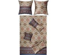 Bassetti Piazza San Marco 9314235 - Set di biancheria da letto, 2 pezzi, 100% cotone con chiusura lampo, dimensioni: 135 x 200 cm, 80 x 80 cm, colore: Beige