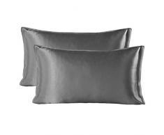 SHARE SILK Federa di Seta Naturale, Seta di gelso Pura al 100% 22 Momme Federe 2 Pezzi Set, Federa in Seta Protegge I Capelli e La Pelle Previene Le Rughe Grigie (50 * 75cm)
