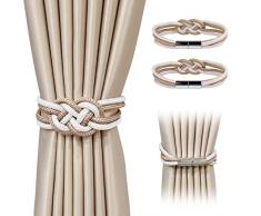 Houyond Fermatenda magnetico per tende, fibbie per tende, fermatenda, elegante fibbia con cordoncino di perle per tessuti della casa