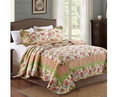 Copriletto Trapuntato A 3 Pezzi Patchwork Europeo Stile Vintage Copriletto/Biancheria Da Letto
