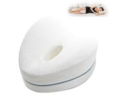 LAPONO Cuscino per Gambe per Dormire Morbido Memory Foam Leg Pillow per Supporto Ortopedico Postura Ginocchia Ideale per Mal di Sciatica e Problemi Posturali (Bianco)