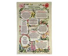 TRADIZIONALE SCOZZESE RICETTE CREMA VERDE ROSSO COTONE FLOREALE CUCINA STROFINACCIO