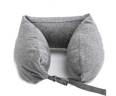 Cuscino da Viaggio,Paracolpi in lattice Particelle di cuscino a forma di U Cuscino da viaggio portatile multifunzionale Cuscino a forma di U Cuscino per la pausa pranzo Cuscino per la salute-grigio