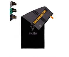skilly FBT120 - Asciugamano da fitness, 120 x 50 cm, con funzione antiscivolo, in 100% cotone, taglia XL (nero shadow, 120 x 50 cm)