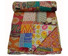 estationeryhouse Trapunta Kantha vintage indiana patchwork fatto a mano Coperta reversibile copriletto in tessuto di cotone BOHEMIAN trapunta