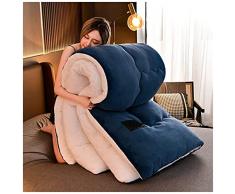 BDMFJY Nucleo Trapunta Invernale, Cristallo Velluto + Similpelle Doppia Cashmere Imitazione Agnello Trapunta, Imbottitura in Cotone Pieno, Imbottita Calda Coperta,Blu,180x220cm(4kg)