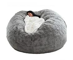Puff Poltrona a Sacco Moderno Senza Imbottitura - Pouf, Bean Bag XXL dei Bambini per Decorazione della Camera da Letto - Cuscini da Pavimento, Cuscino da Lettura,Grigio,180x90cm