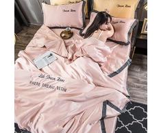Quilt Trapunta Estiva in Seta di Ghiaccio, Coperta Rinfrescante per LEstate, Coperta Estiva Trapunta in Seta di Ghiaccio Lavata, Biancheria da Letto per Dormire Nudi (Color : Pink, S : 150 * 200cm)