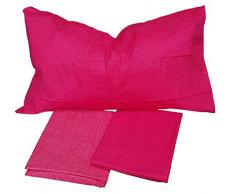 Bassetti Lenzuola, Completo Letto Kalmia in 100% Cotone. Made in Italy (col. 1 Fuxia, Matrimoniale, 2 piazze)